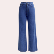 Valentina Rosewood | Højtaljede Straight-Leg Jeans i Klassisk Blå Vask