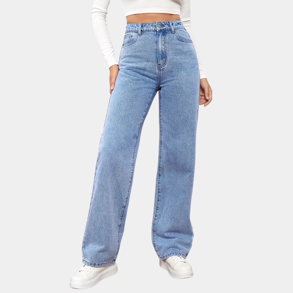 Astoria Kensington | High-Waist Straight-Leg Jeans i klassisk blå denim
