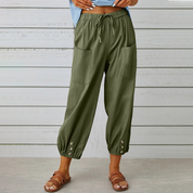 Olivia Strand | Olivie Casual Cargo Bukser med Snøre og Knapdetaljer