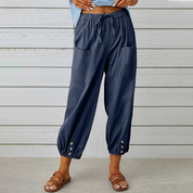Olivia Strand | Olivie Casual Cargo Bukser med Snøre og Knapdetaljer