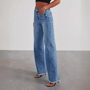 Rosalind Delacroix | Højtaljede Wide-Leg Jeans med Rå Kant