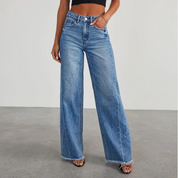 Rosalind Delacroix | Højtaljede Wide-Leg Jeans med Rå Kant