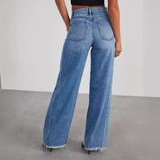 Rosalind Delacroix | Højtaljede Wide-Leg Jeans med Rå Kant