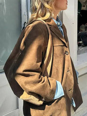 Francesca Ashford | Oversized Blazer i Imiteret Ruskind til Kvinder