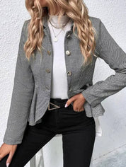Caterina Villelmo | Kort Blazer med Chevron-mønster og Peplum-snit