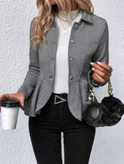 Caterina Villelmo | Kort Blazer med Chevron-mønster og Peplum-snit