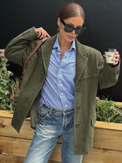 Francesca Ashford | Oversized Blazer i Imiteret Ruskind til Kvinder
