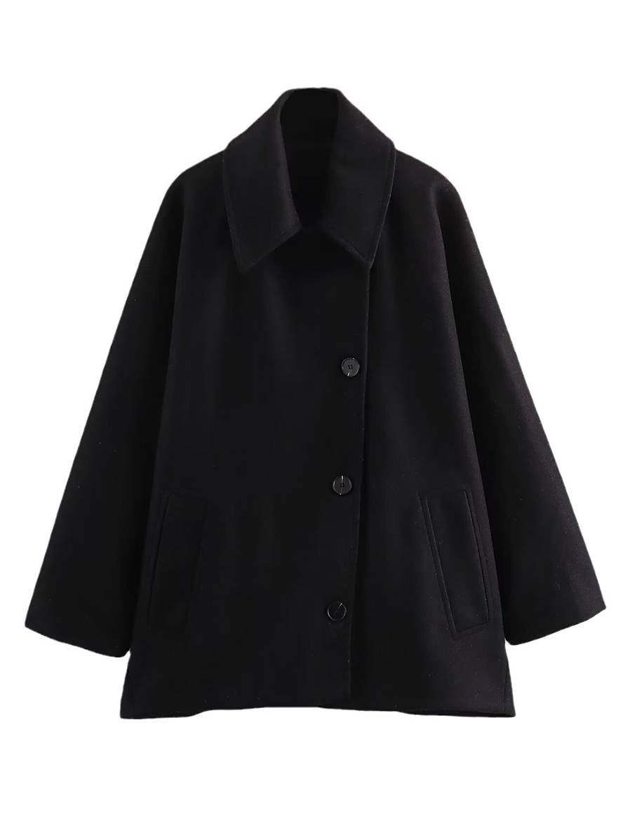 Margot Delacroix | Midi-overcoat i blødt uld med reverskrave og flagermusærmer