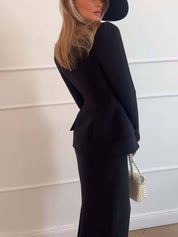 Emilia Russo | Maxi-outfit-sæt med dobbeltradet blazer og firkantet halsudskæring