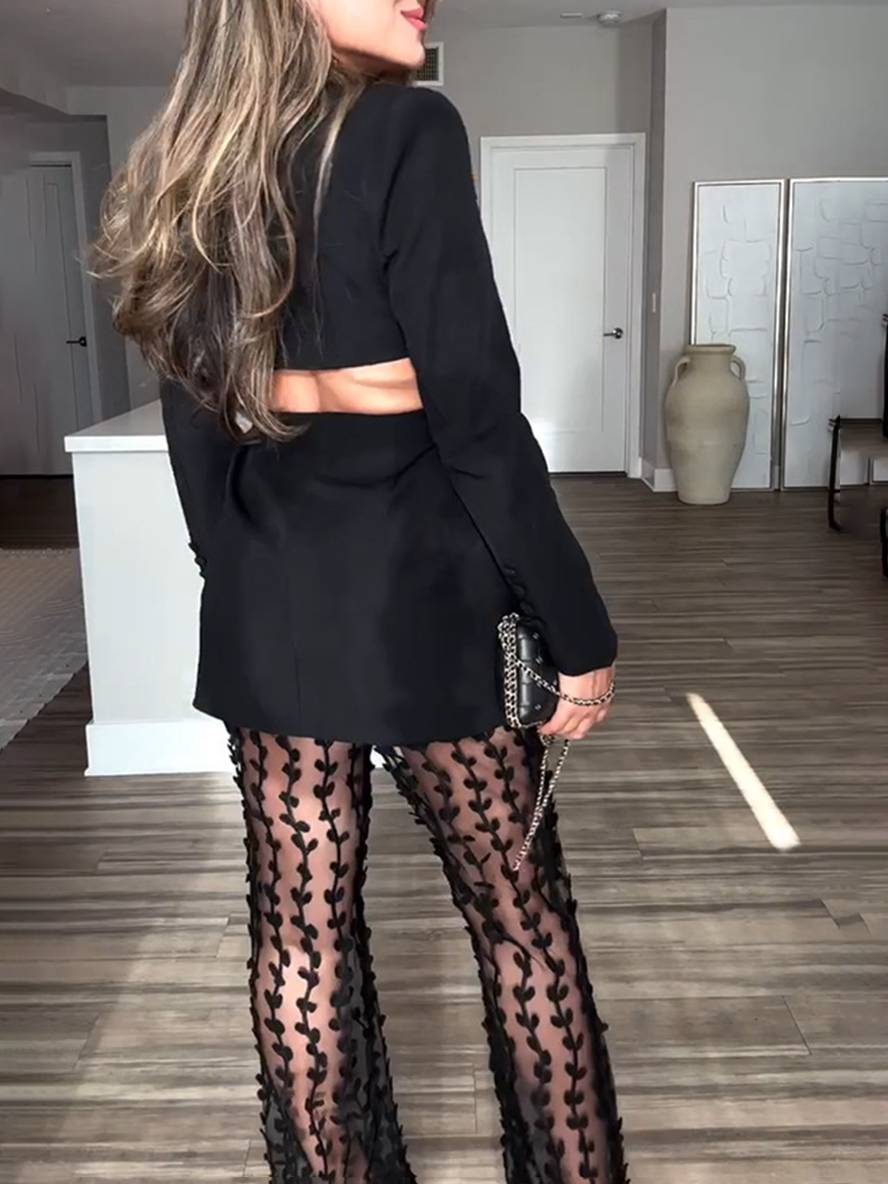 Alessia Ricci | Elegant sæt med blazer og broderede lacebukser
