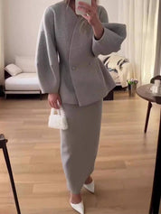 Marisa Vincenti | Elegant to-delt sæt med figursyet blazer og maxi-nederdel