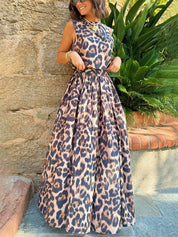 Valeria Moreau | Leopardprint sommersæt med elegant maxinederdel