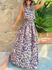 Valeria Moreau | Leopardprint sommersæt med elegant maxinederdel