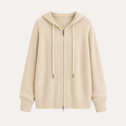 Camilla Dahl | Strikket hoodie-cardigan med lynlås i beige