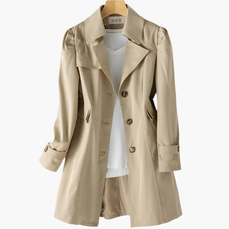 Venetia Ashcroft | Klassisk Lang Trenchcoat i Beige til Dame