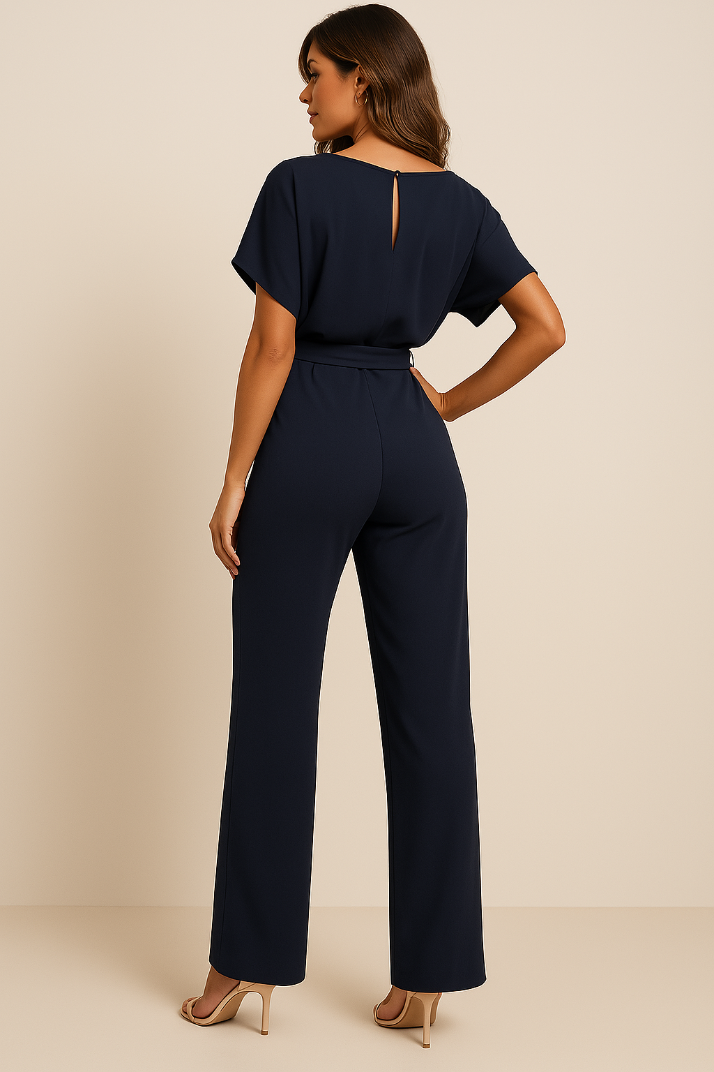Natalia Castellano | Elegant Jumpsuit i Sort med Bånd-detalje