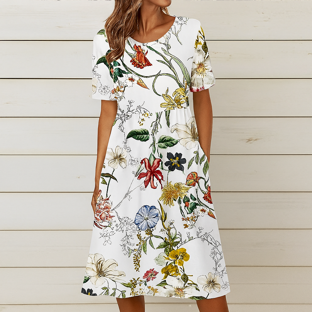Amélie Dubois | Midi sommerkjole med blomsterprint