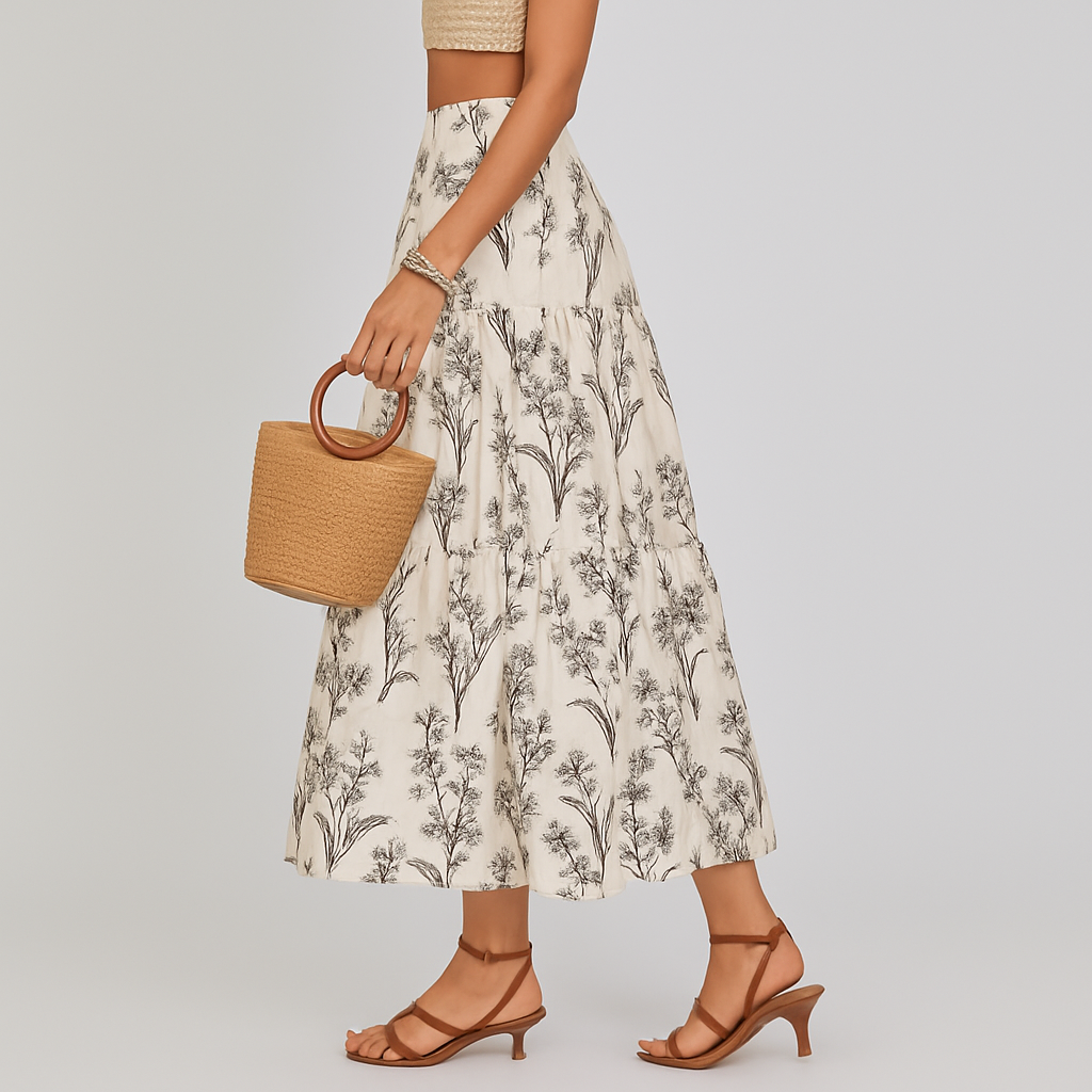Isabella Rossi | Midi-nederdel med lagdelt blomsterdesign