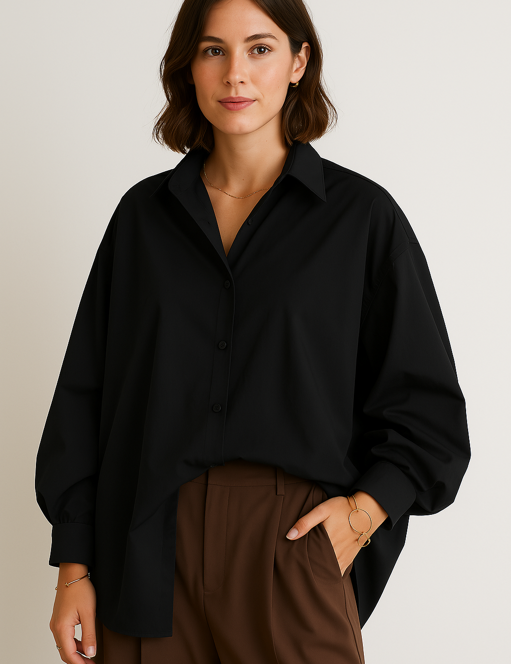 Francesca Aldridge | Oversized Hvid Skjorte med Drop-Shoulder
