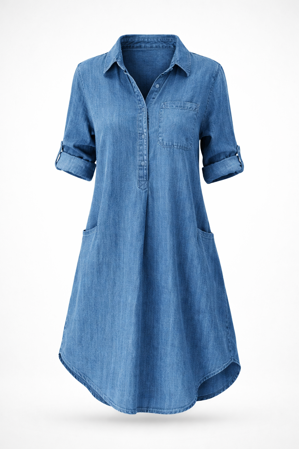 Sienna Rossi | Midi denim skjortekjole med tidløst snit