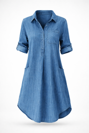 Sienna Rossi | Midi denim skjortekjole med tidløst snit
