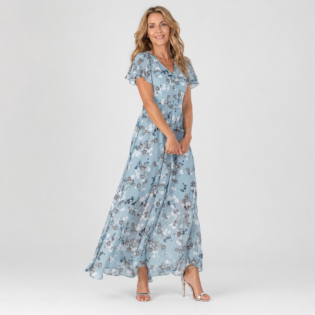 Amélie Dupont | Blomstret Maxi Kjole med Elegant Silhuet