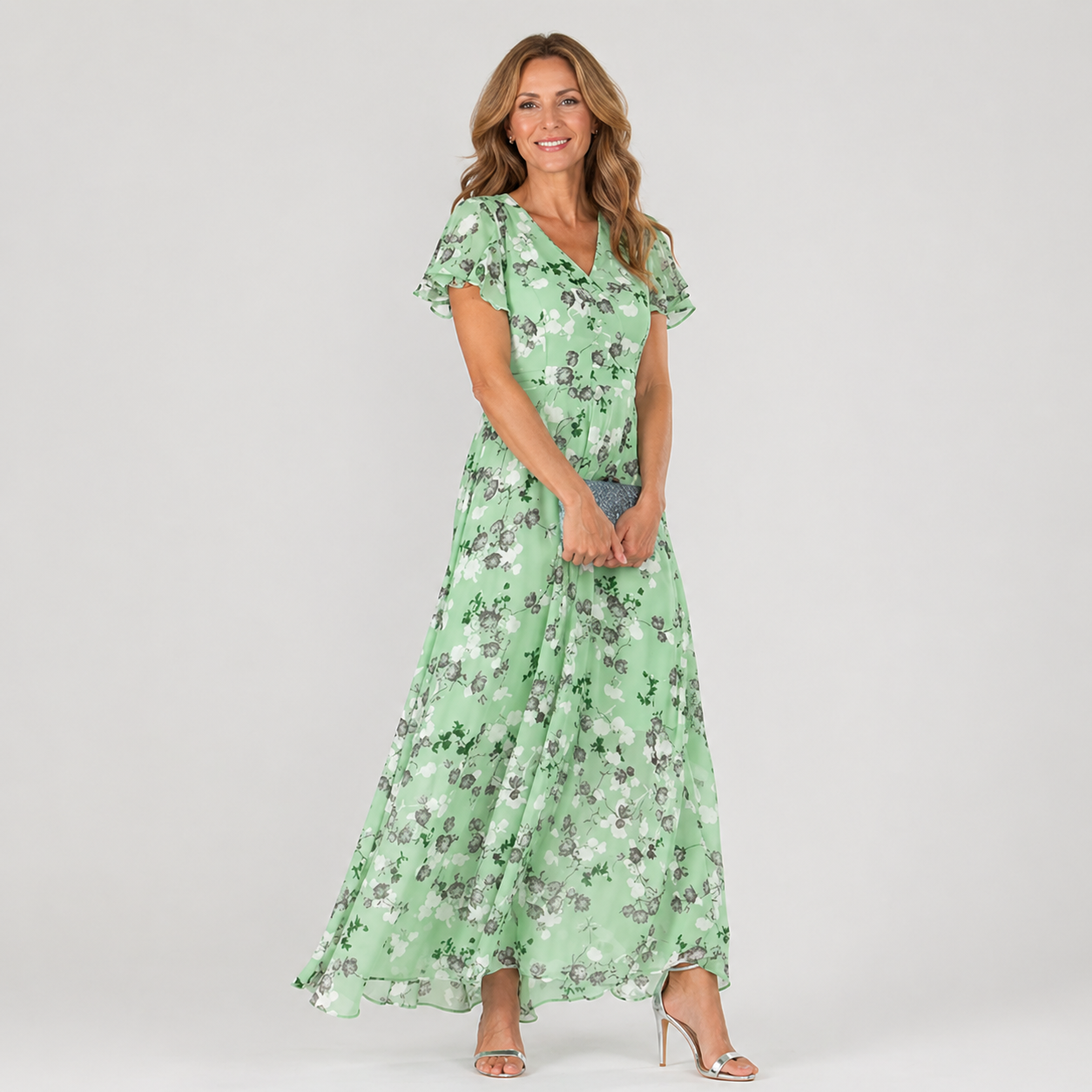 Amélie Dupont | Blomstret Maxi Kjole med Elegant Silhuet