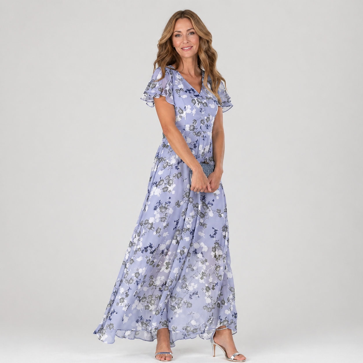 Amélie Dupont | Blomstret Maxi Kjole med Elegant Silhuet