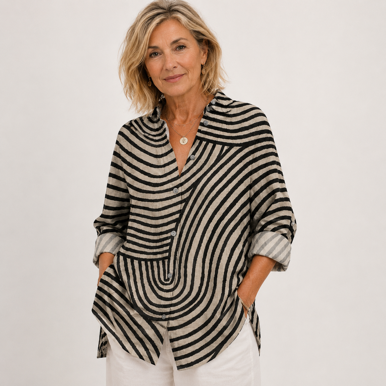 Amélie Laurent | Blomstret skjortebluse med fuglemønster til kvinder