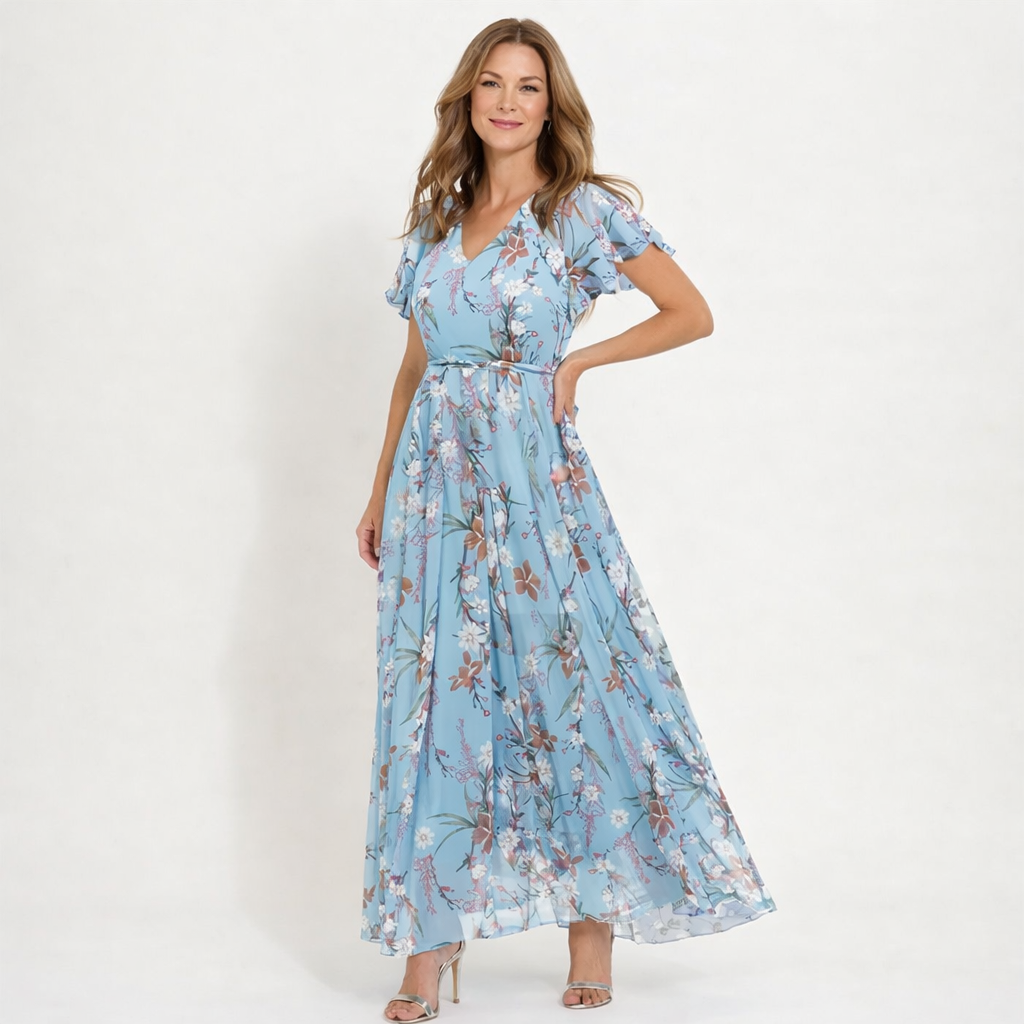 Amélie Dupont | Blomstret Maxi Kjole med Elegant Silhuet