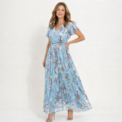 Amélie Dupont | Blomstret Maxi Kjole med Elegant Silhuet