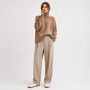 Sienna Malmström | Blød Cashmere Rullekravesweater i Beige