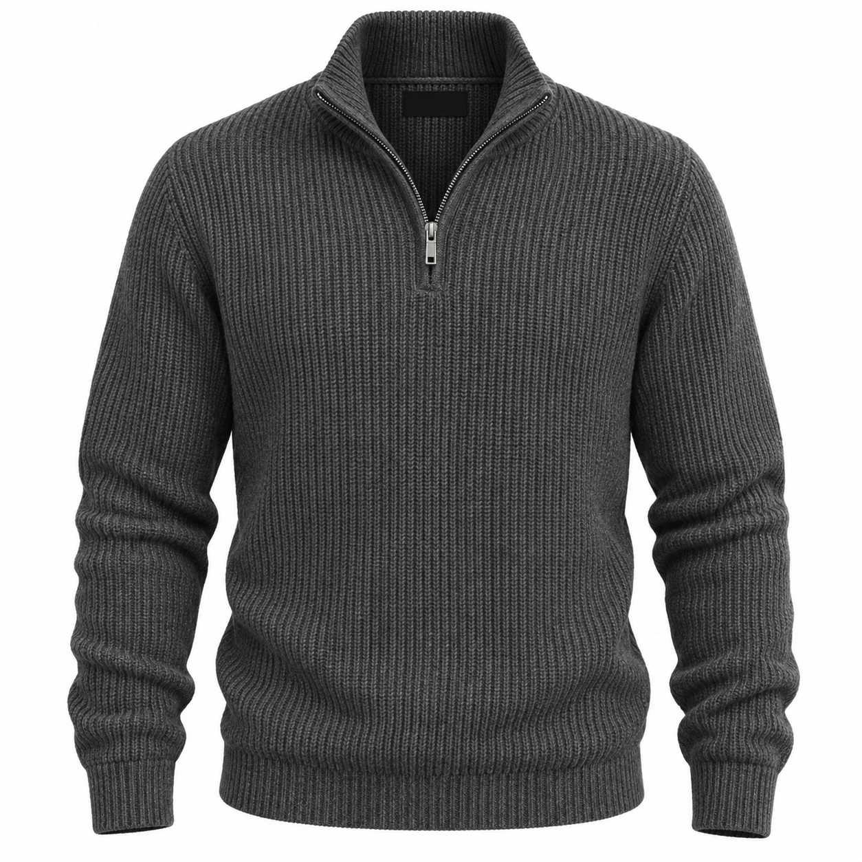 Jonas Werner | Ribstrikket Sweater med Kvart Lynlås og Høj Krave