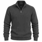 Jonas Werner | Ribstrikket Sweater med Kvart Lynlås og Høj Krave