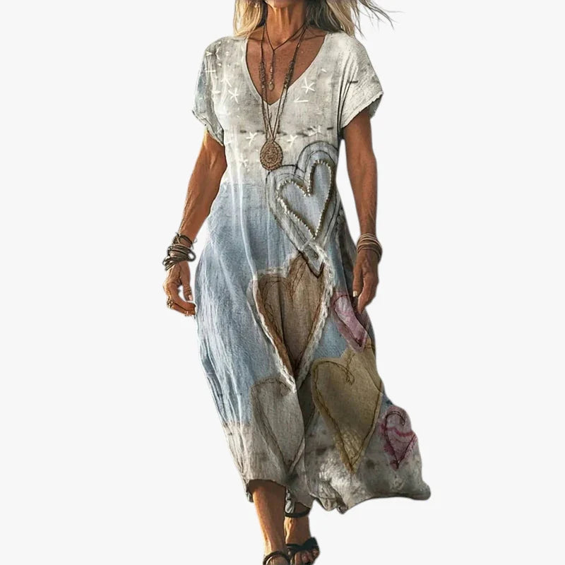 Cecilie Petersen | Boheme Midi Sommerkjole med V-udskæring