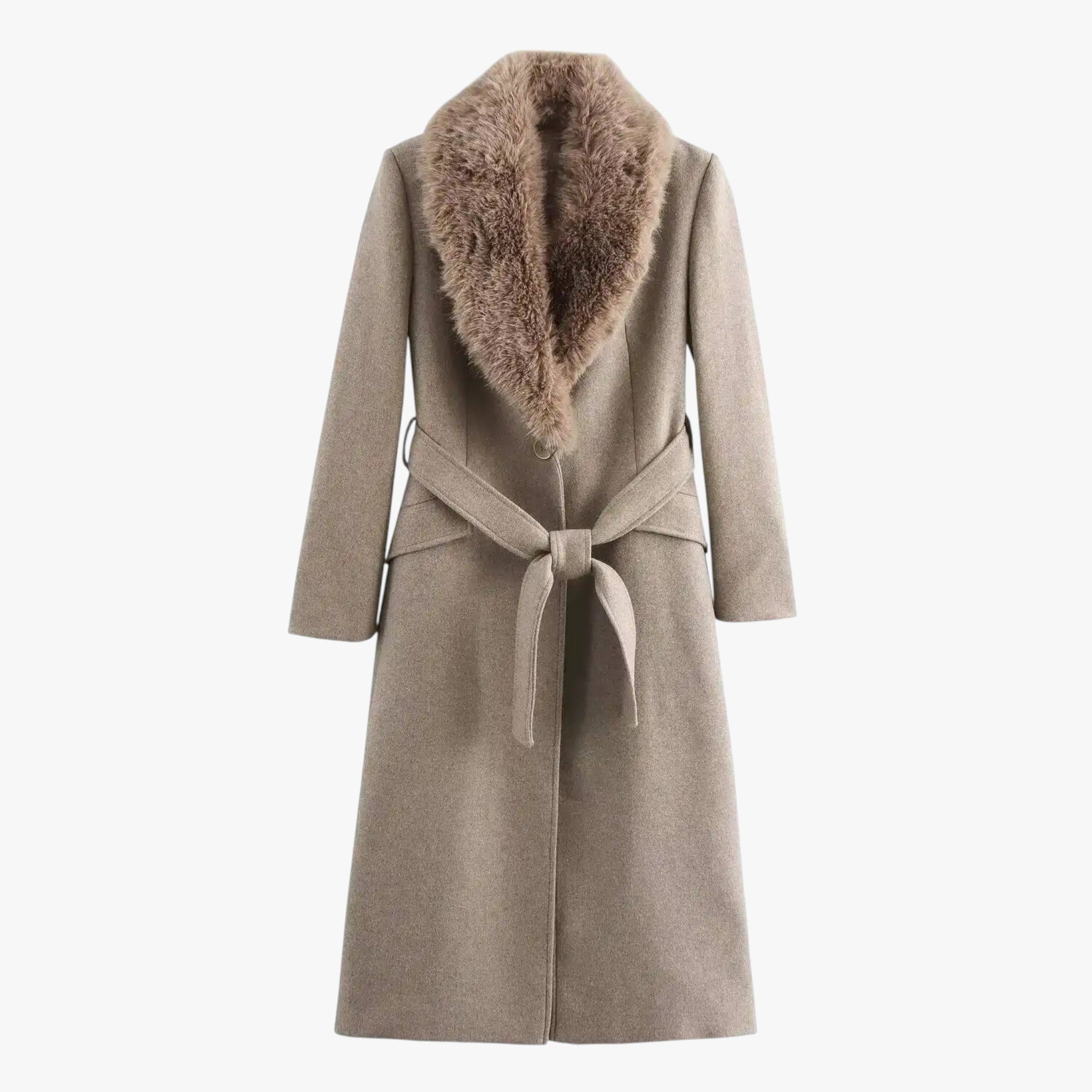 Vibeke Sørensen | Uldfrakke med Aftagelig Faux Fur-krave