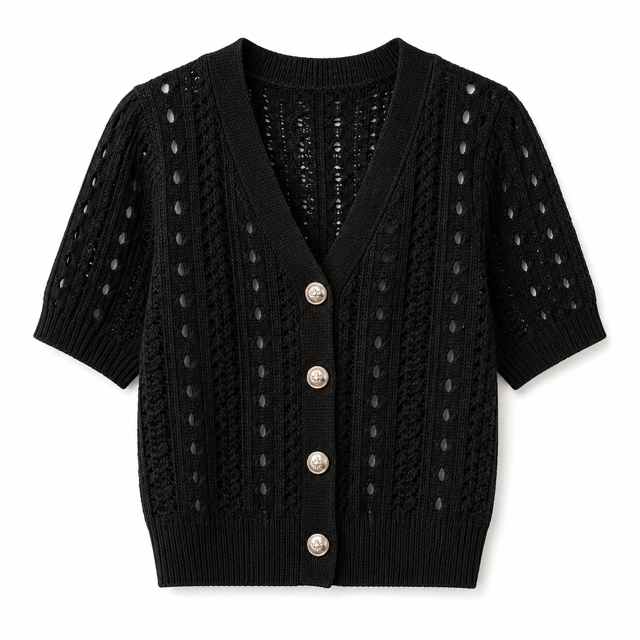 Ditte Bruun | Cropped Cardigan with Openwork Pattern