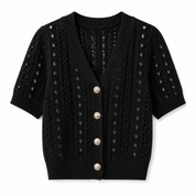 Ditte Bruun | Cropped Cardigan with Openwork Pattern