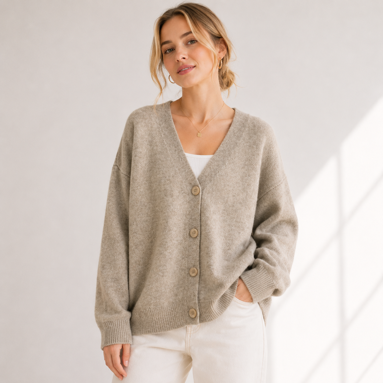 Ditte Lund | Oversize Strikcardigan i Grå