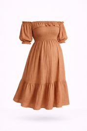 Isabella Moreau | Maxi graviditetskjole med off-shoulder elegance