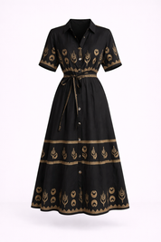 Amélie Rousseau | Midi bomuldskjole med vintage charme