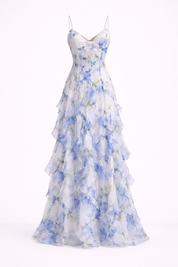 Chloé Bennett | Midi blomsterkjole med elegante flæser