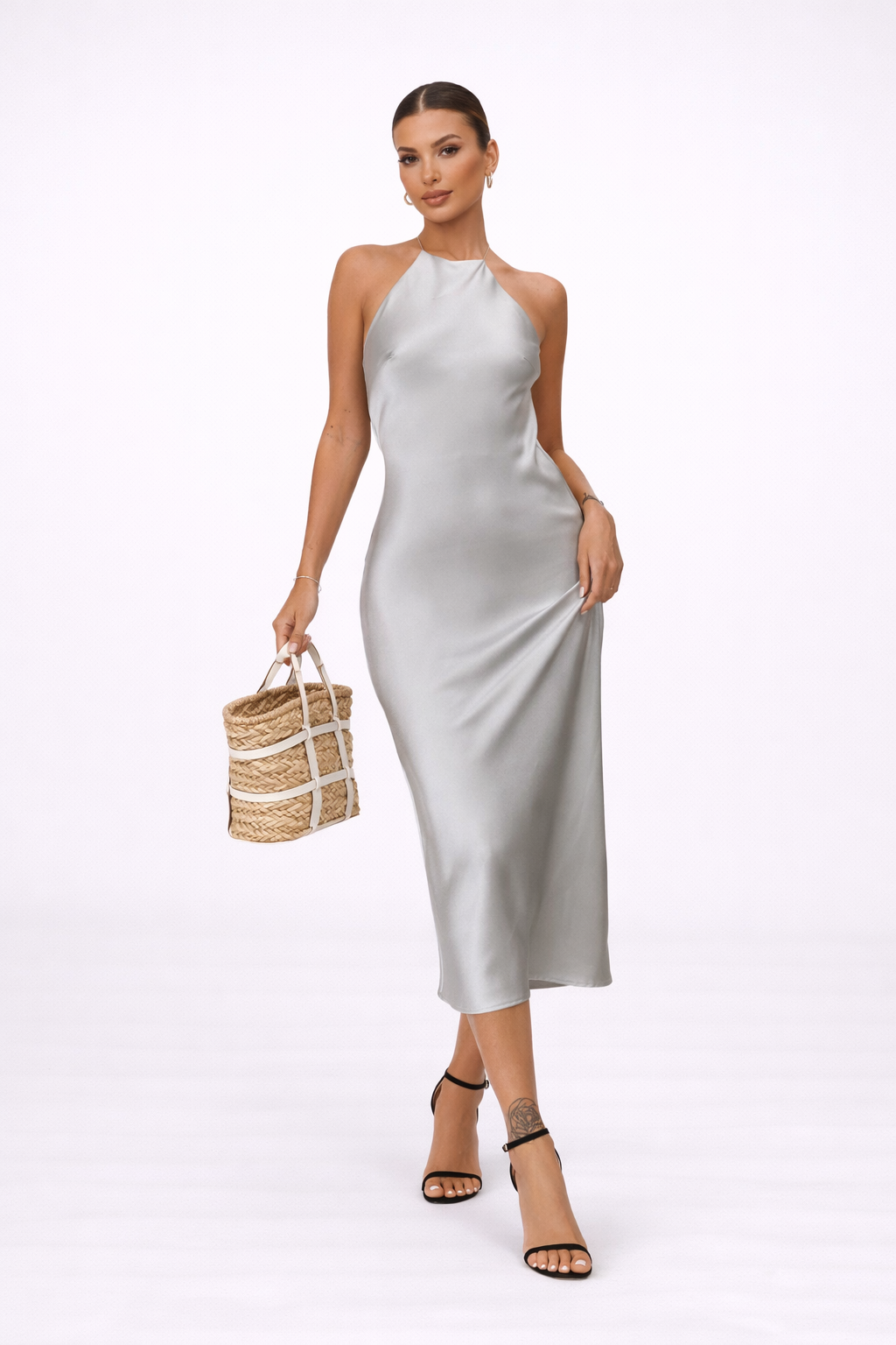 Sienna Moreau | Maxi elegant kjole med satinbælte