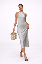 Sienna Moreau | Maxi elegant kjole med satinbælte