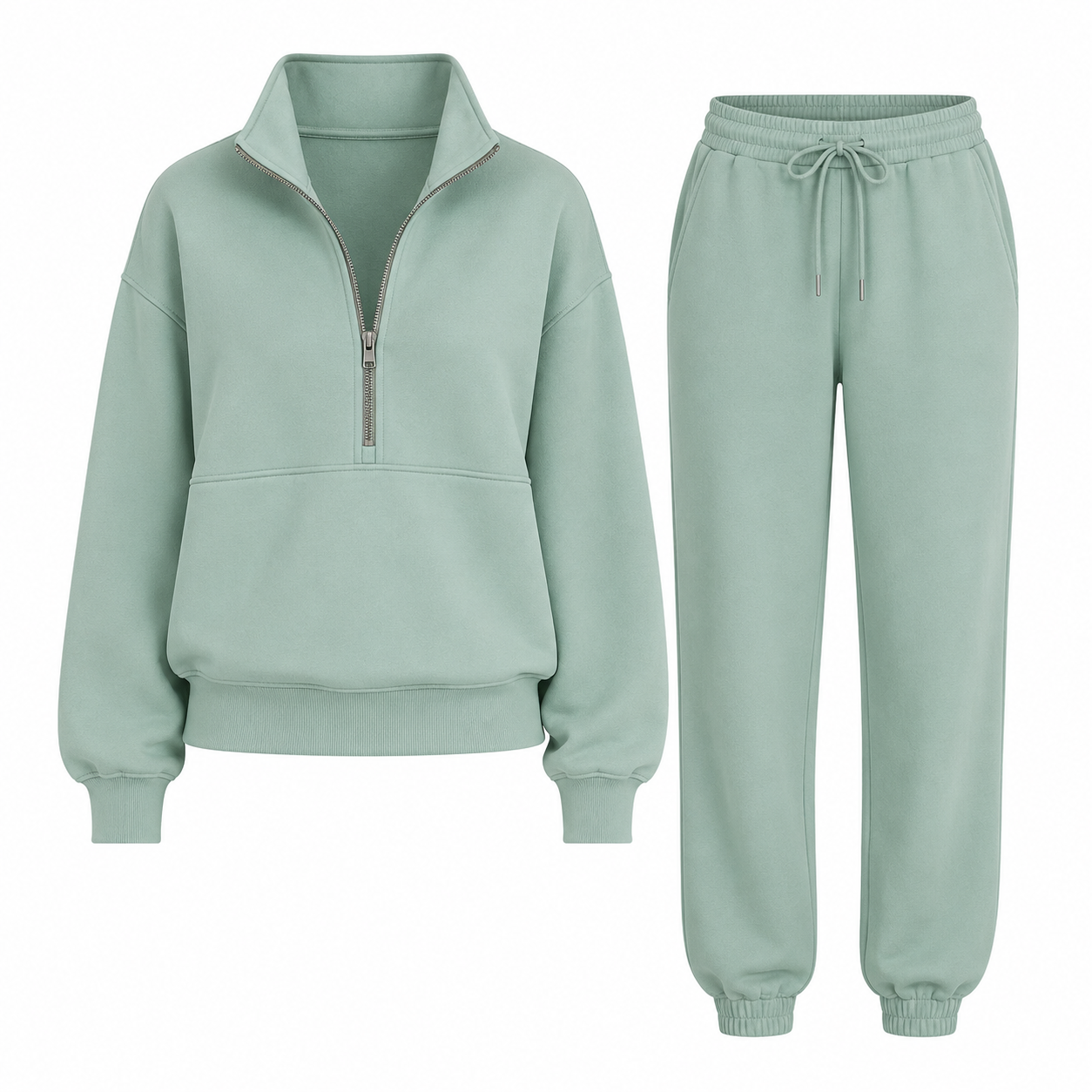 Emma Andersen | Cropped Zip-Up Træningsdragt i Lyserød til Kvinder