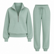 Emma Andersen | Cropped Zip-Up Træningsdragt i Lyserød til Kvinder