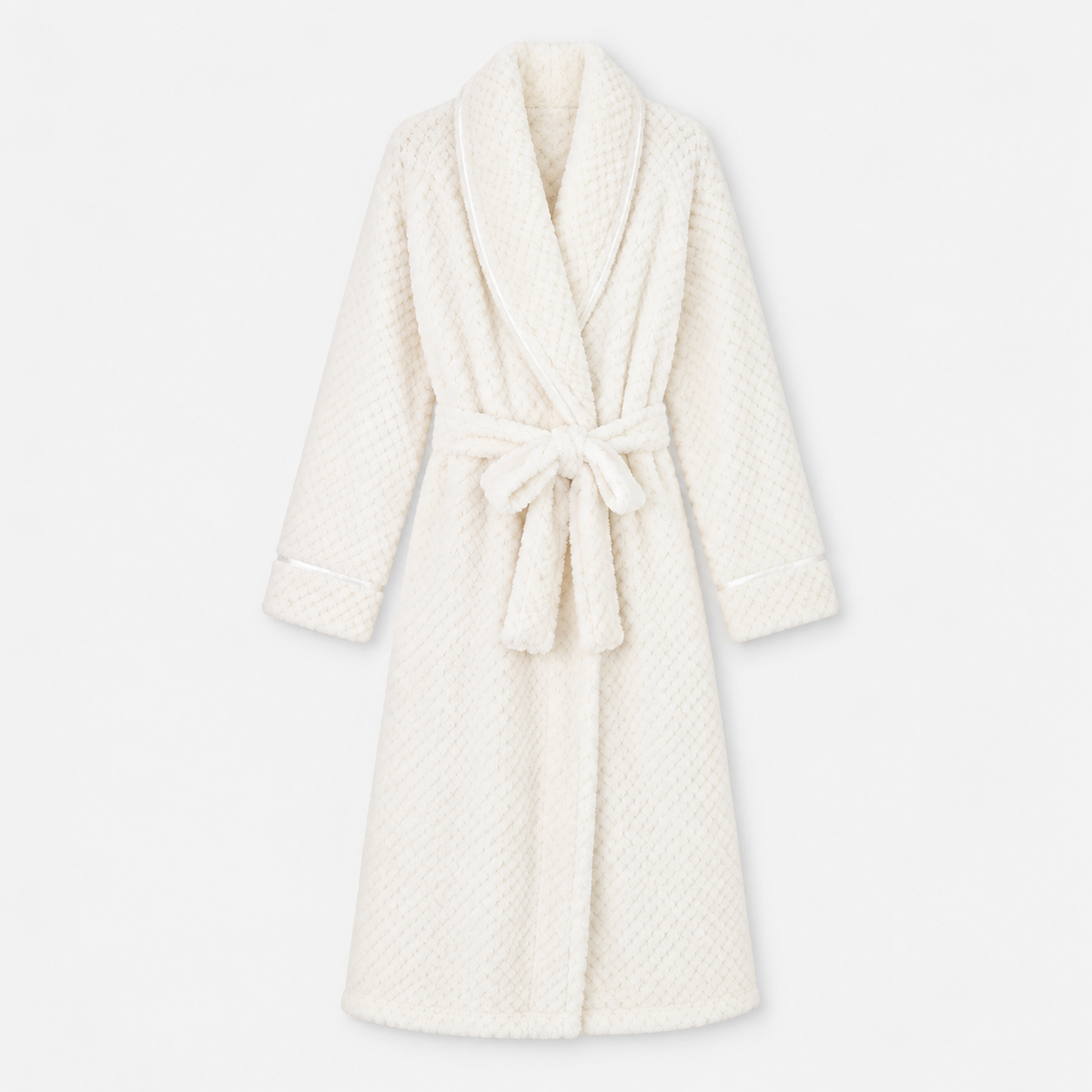 Emma Knudsen | Fleece badekåbe i cream med sjalskrave