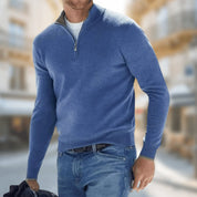Erik Skovby | Meleret Sweater med Kvart Lynlås og Ståkrave