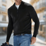 Erik Skovby | Meleret Sweater med Kvart Lynlås og Ståkrave