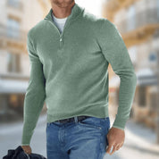 Erik Skovby | Meleret Sweater med Kvart Lynlås og Ståkrave